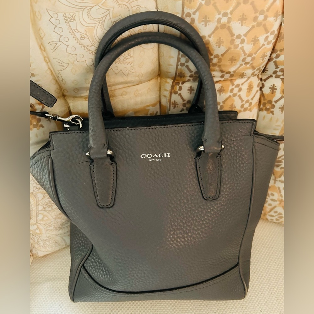 Coach Gray Pebble Leather Satchel